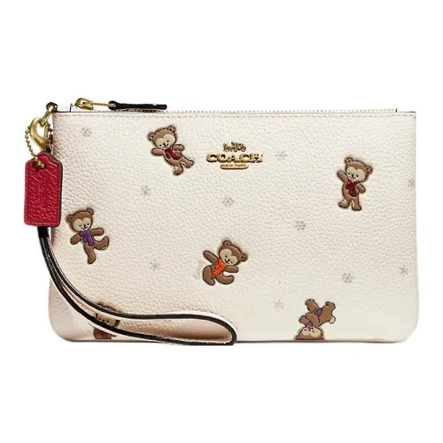 COACH Wristlet Кожа Запястье Сумка Клатч Маленький Женская Белая