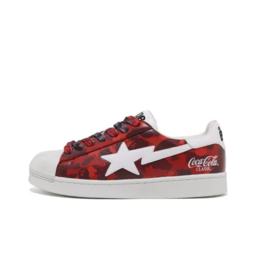 A BATHING APE Bape X Coca Cola Co Бренд Черепа STA Низкий Топ Скейтборд Кроссовки Мужской Красный