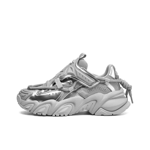 SK.TRIP Меха Низкий Топ Толстая Подошва Кроссовки Мужские Титановый Серый