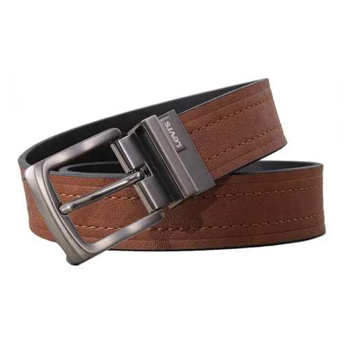 Levis Металл Шпилька Кожаные ремни Мужской Коричневый Ширина 3,7 см