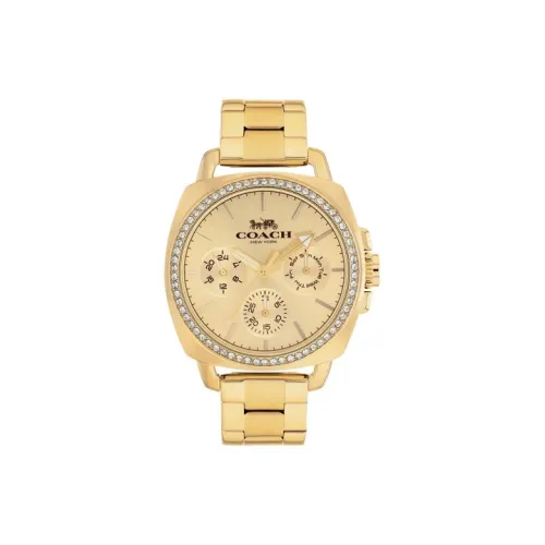 COACH Наручные часы Кварцевый механизм Стальной ремешок 41,6 мм Золотой циферблат Женские часы 14503130