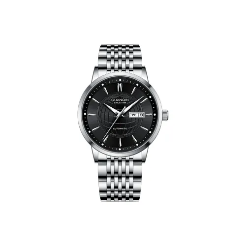GUANQIN GJ16304 Автоматический Механический Механизм Нержавеющая Сталь Ремешок Часы Мужские Черный Циферблат