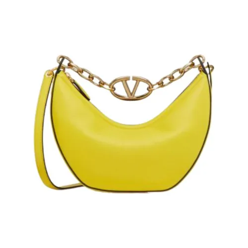 Valentino Vlogo Moon Кожа Сумка-хобо Сумка на плечо Через плечо Сумка Маленькая Женская Кедровая Желтая