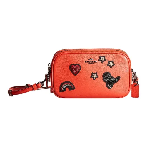 COACH Sadie Кожа Сумка через плечо Маленькая Женская Апельсин