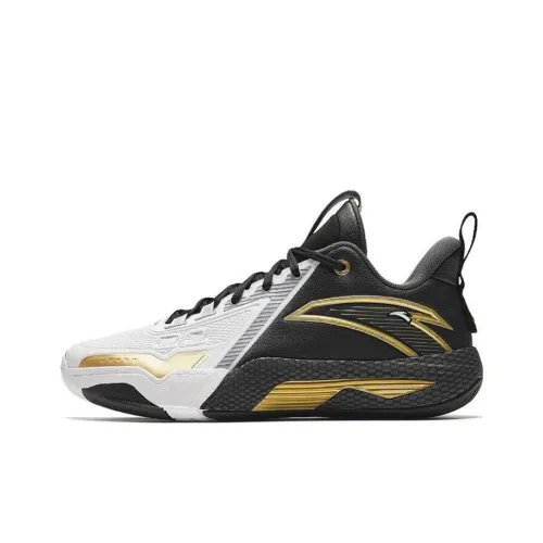 ANTA Quick Battle 5 Амортизация Износостойкий MID Топ Баскетбольные кроссовки Мужской Черный Золотой