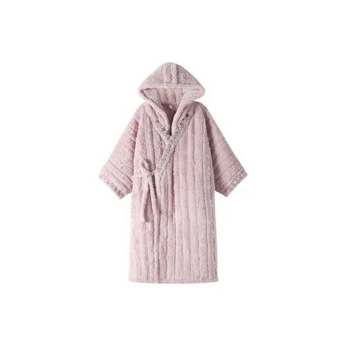 ZumashL S22822# Плащ Утепленный Сон Халат Пастельно-розовый Женские Домашние халаты