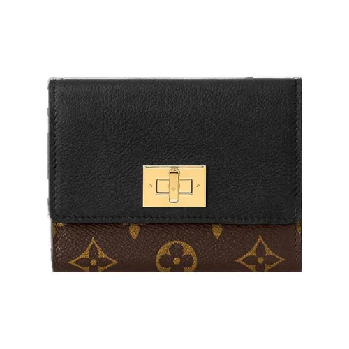 LOUIS VUITTON Victorine Canvas Leather Victoria Wallet Regular Women's Black Brown LOUIS VUITTON Victorine Холст Кожа Victoria Кошелек Стандартный Женский Черный Коричневый