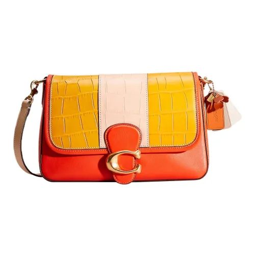 COACH Tabby Кожа Конверт Сумка Сумка через плечо Сумка на плечо Большая Женская Желтая и Оранжевая