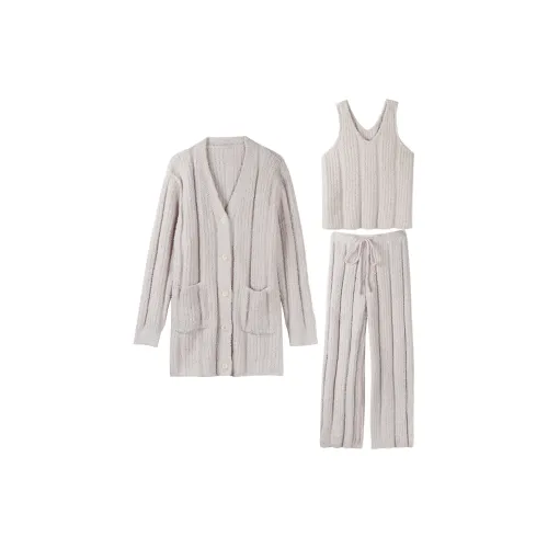 IIZZINI Элегантный Абрикос Полуводяной Бархат 3 шт Комплект Женская Пижама