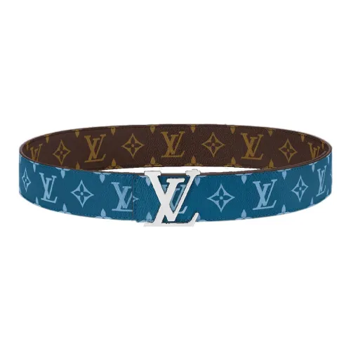 LOUIS VUITTON Кожаные ремни Унисекс Синий Ширина 4CM