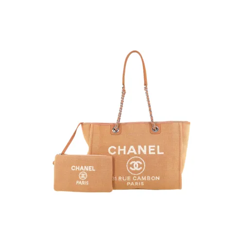 CHANEL Хлопок с холстом и кожа BEACH BAG Тоут сумка Сумка для покупок Холщовая сумка Сумка на одно плечо Женская