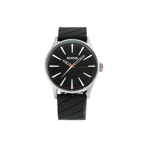 NIXON Sentry Collection Мужские часы Кварцевый механизм ПУ (полиуретан) Ремешок 42 мм Черный циферблат