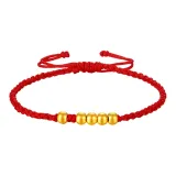 [Улучшенный] I 5 Золотой Бусины [Красная веревка Модель Вес золота примерно 0,24 грамма]