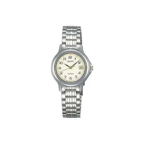 SEIKO Кварцевый механизм Титан Ремешок Часы Унисекс Желтый Циферблат