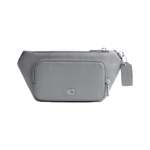 COACH Крестообразная текстура холст и кожа слинг-сумка поясная сумка средний размер мужская серо-голубая