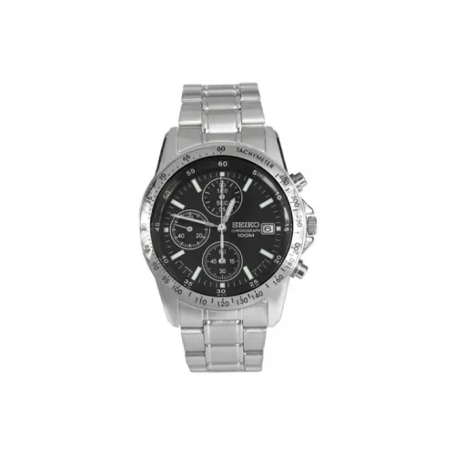 SEIKO Кварцевый механизм нержавеющая сталь ремешок часы 40 мм черный циферблат мужские часы