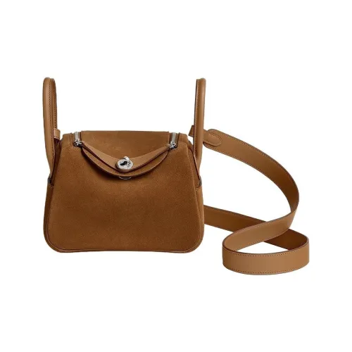 HERMES Lindy GRIZZLY с Swift кожа сумка через плечо сумка через плечо мини женская коричневый