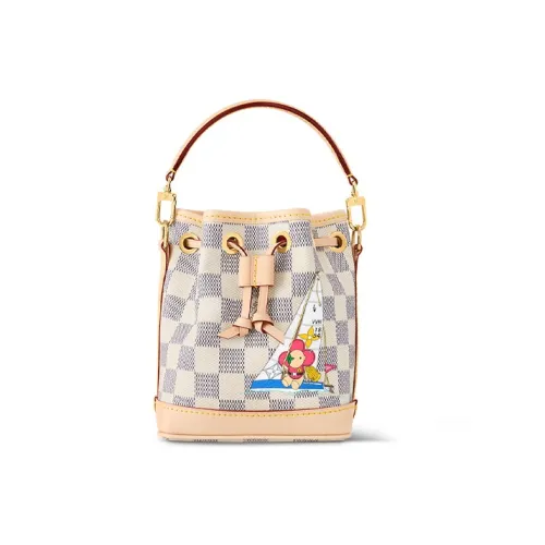 LOUIS VUITTON Покрытый холст ведрообразная сумка сумка через плечо сумка через плечо экстра мини женская