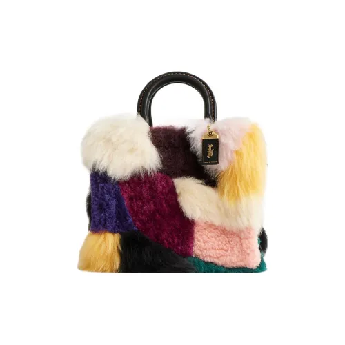 COACH Rogue Овчина Кожа Тоут Сумка Сумка для покупок Сумка Маленькая Женская Многоцветная