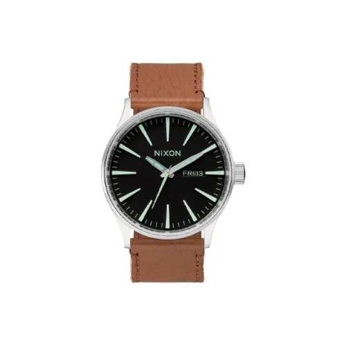 NIXON Collection Мужские часы Кварцевый механизм Кожаный ремешок Черный циферблат