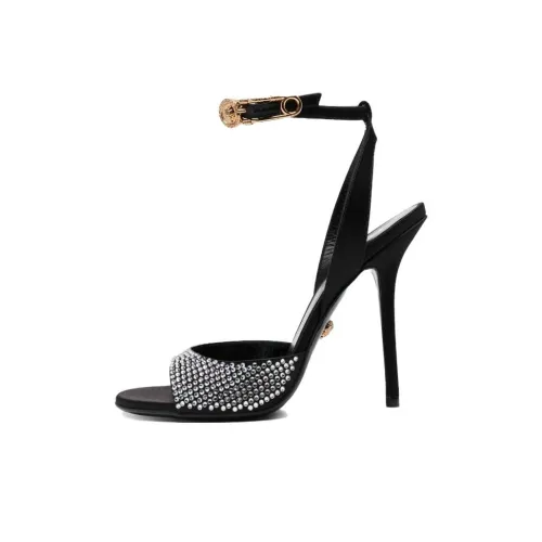 VERSACE One Ремешок Сандалии 11 см Женские Черные