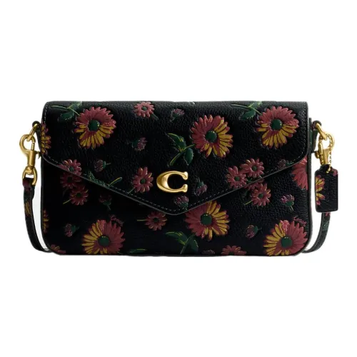 COACH Wyn Кожа Конверт Сумка через плечо Маленькая Женская Черная