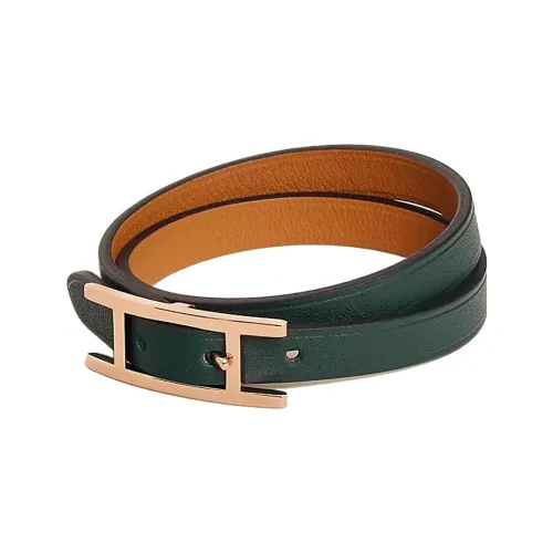 HERMES Swift Телячья кожа Наручные повязки Женские Кипарис Циановый Кунжут