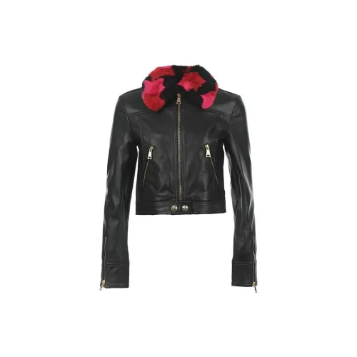 VERSACE JEANS COUTURE FW23 Кожа Куртка Женская Черная