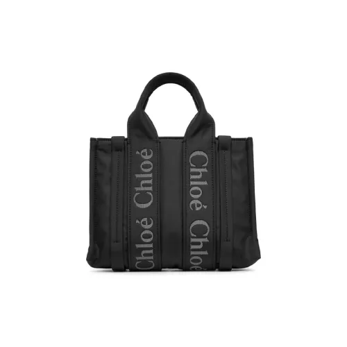 Chloe Woody Nylon Tote Bag Shopping Bag Shoulder Bag Crossbody Bag Small Women's Black