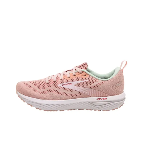 Brooks Revel 6 Slip-Resistant Abrasion-Resistant Low Top Casual Running Shoes Women's Pink White Брэдс Revel 6 Slip-Resistant Abrasion-Resistant Низкий Топ Повседневные Беговые Кроссовки Женские Розовый Белый