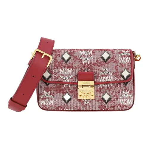 MCM Жаккардовая ткань кожа наппа сумка через плечо маленькая женская красная