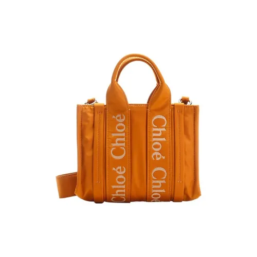 Chloe Woody Nylon Tote Bag Shopping Bag Shoulder Bag Crossbody Bag Small Women's Brown