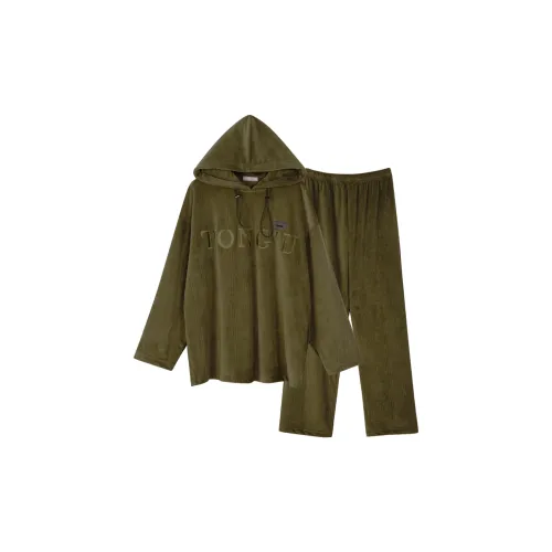 Same Language Мужской Мокко Зеленый Мужской Пижамные Комплекты