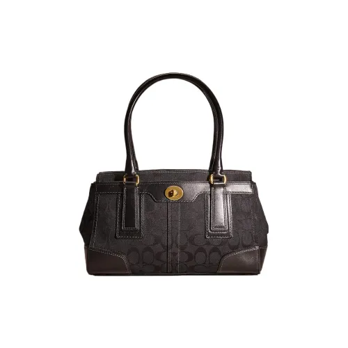 COACH Hamptons Ткань Тоут Сумка Сумка для покупок Сумка среднего размера Женская Черная