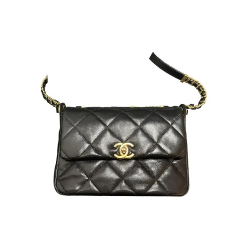 CHANEL Lambskin Flap Bag Crossbody Bag Shoulder Bag Women's Black