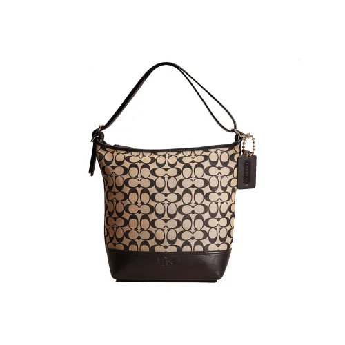COACH Bleecker Ткань Ведрообразная Сумка Средний Размер Женская Хаки и Черная
