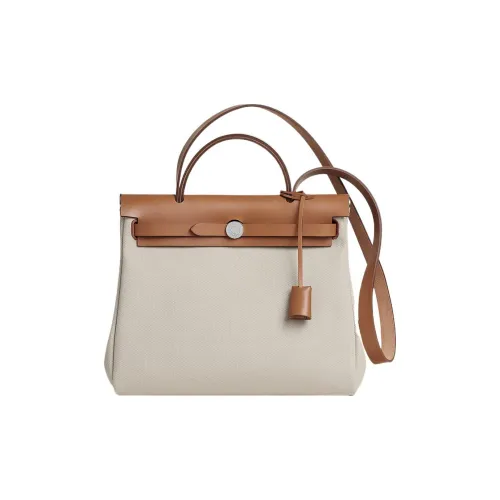 HERMES Herbag Zip Холст с Hunter Коровья кожа Холст Сумка Сумка через плечо Сумка через плечо Женская