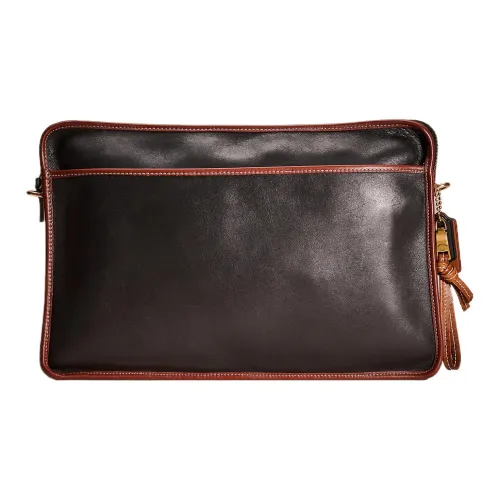 COACH Кожа Сумка через плечо Сумка Большая Унисекс Черная