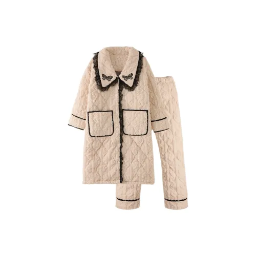 Chun Xi CX 19935 Экрю Бабочка Вышивка Женские Пижамные комплекты