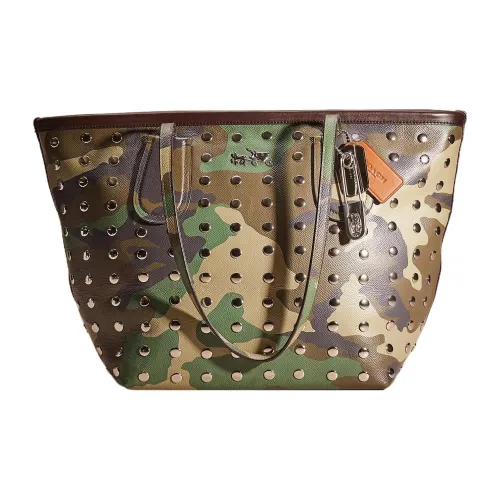 COACH Кожа Тоут Сумка Сумка для покупок Сумка на плечо Сумка Большая Женская Камуфляж
