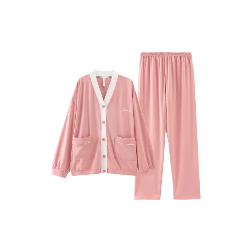 FENTENG Пижамный комплект женский красный с лотосовым корнем бежевый абрикос