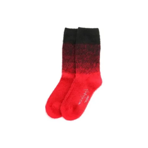 Yohji Yamamoto Черный Красный Мужской MID Носки до икры