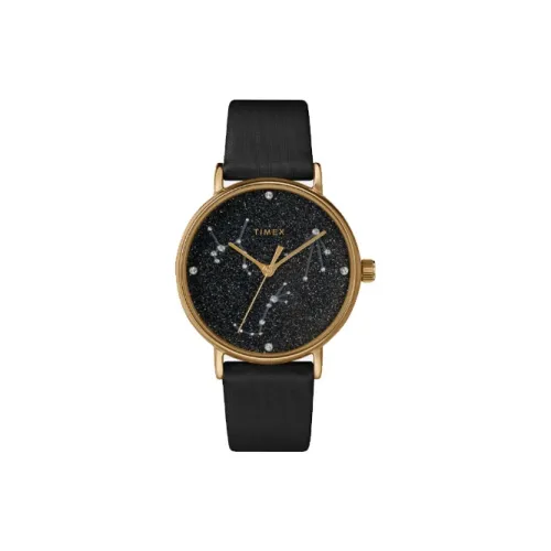 TIMEX TREND Collection Женские часы Кварцевый механизм Кожаный ремешок 37 мм Черный циферблат TW2T87600