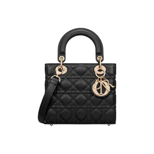 DIOR Lady Dior Телячья кожа Сумка Lady Dior Сумка через плечо Сумка Маленькая Женская Черная
