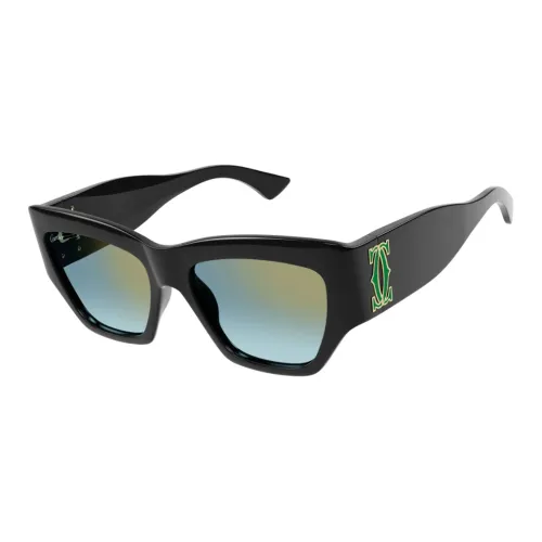 Cartier Ацетат Нерегулярной Формы Солнцезащитные Очки Мужские Черные