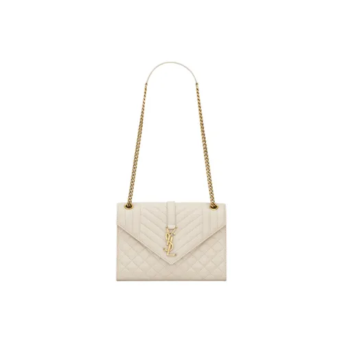 SAINT LAURENT Конверт Lambskin Конверт Сумка через плечо Сумка на плечо Сумка через плечо Женская Винтаж Белый
