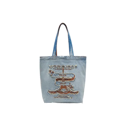 YProject Коровья кожа Тоут Сумка Сумка для покупок Сумка Обычная Женская Винтаж Ледяной синий