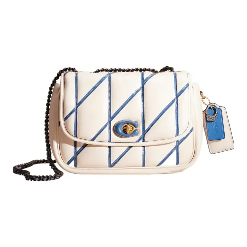 COACH Pillow Madison Кожа Сумка-подушка Сумка через плечо Женская Белая и Синяя