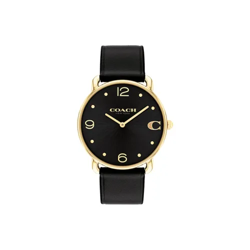 COACH ELLIOT Collection Женские часы Кварцевый механизм Коровья кожа Ремешок 36 мм Черный циферблат