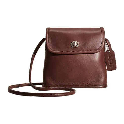 COACH Vintage Кожа Сумка через плечо Маленькая Женская Mahogany Brown